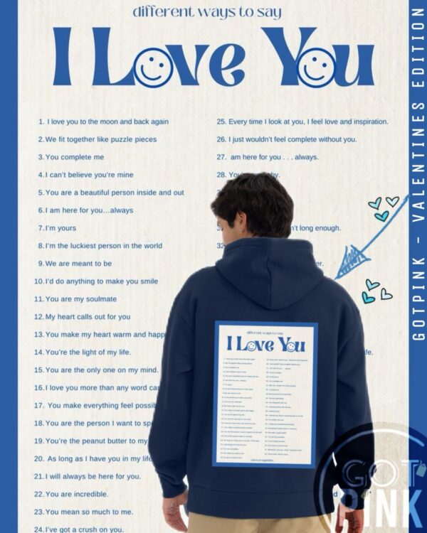 Navy Blue "Different ways to say I love you" Unisex Hoodie