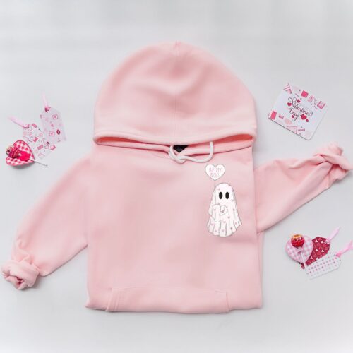 Light Pink “Be My Boo” Cute Ghost Hoodie – Valentine’s / Lovers Edition (Unisex)