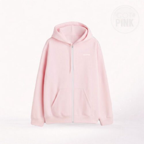 Light Pastel Pink Zippered Hoodie with White Zipper – Premium Unisex Fleece Hoodie | GOTPINK