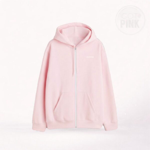 Light Pastel Pink Zippered Hoodie with White Zipper – Premium Unisex Fleece Hoodie | GOTPINK