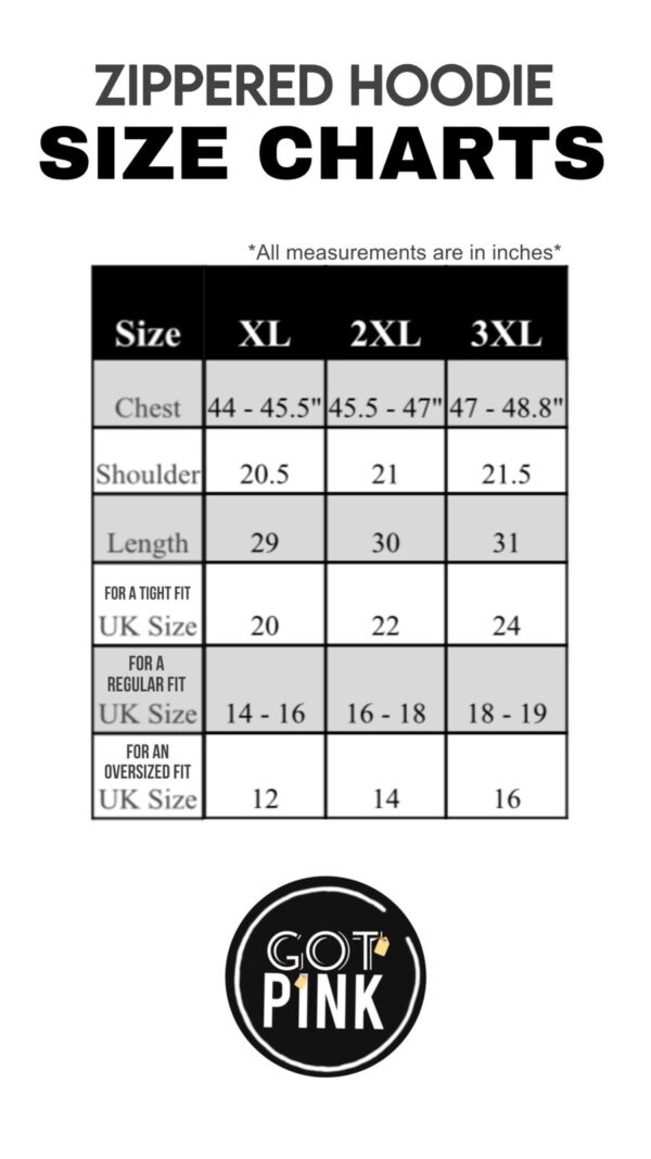 size chart with measurements