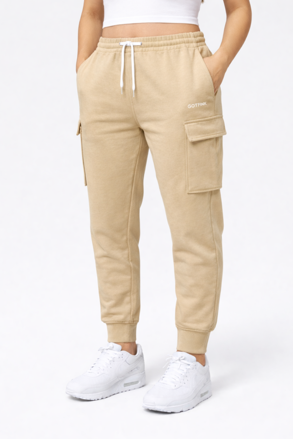 creamjoggerworn Cream Cargo Joggers (Unisex) – Premium Everyday Comfort Pants | GOTPINK