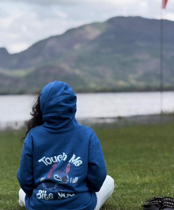 "Touch Me and I Will Bite You" Royal Blue Printed Hoodie (Unisex) | GOTPINK