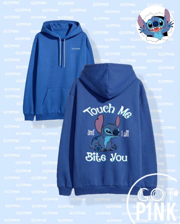 "Touch Me and I Will Bite You" Royal Blue Printed Hoodie (Unisex) | GOTPINK