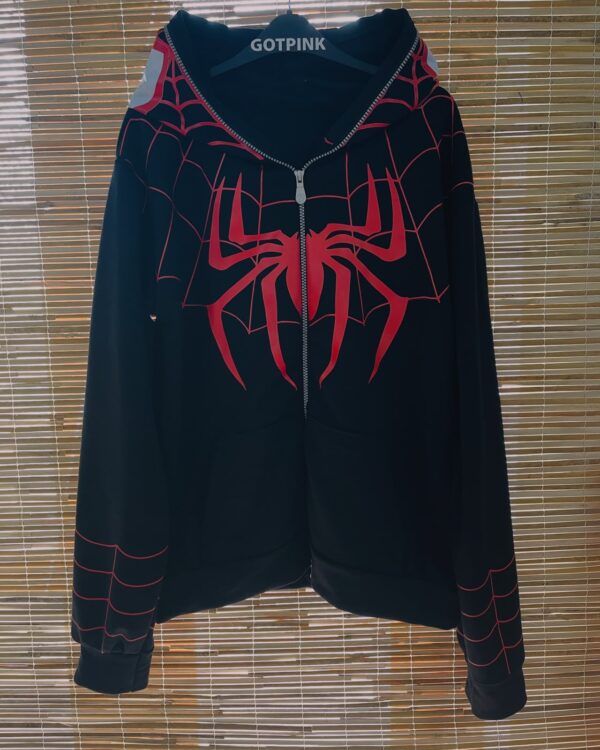 Spider-Man Zip-Up Hoodie – Printed Full-Zip Hooded Hoodie | GOTPINK