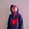 Spider-Man Zip-Up Black Hoodie – Printed Full-Zip Hooded Hoodie 