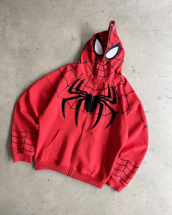 Red Spider-Man full Zip-Up Hoodie