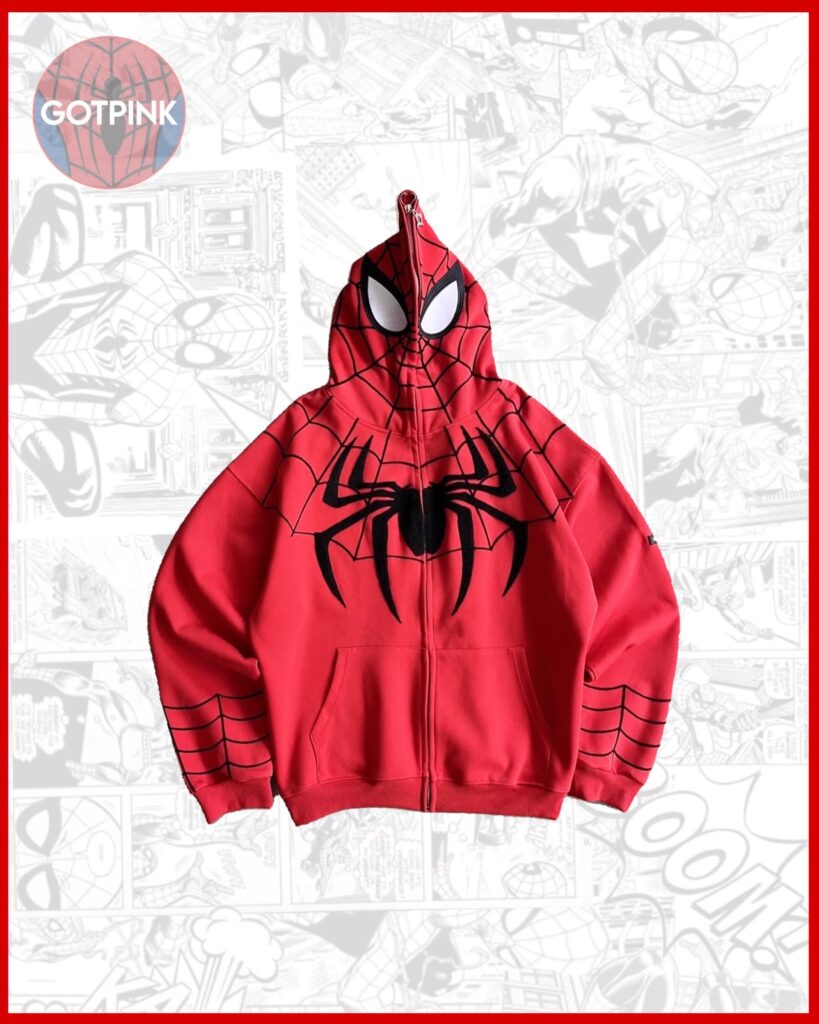 Red Spider-Man Full Zip-Up Hoodie – Printed Superhero Hoodie | GOTPINK Make a statement with the Red Spider-Man Full Zip-Up Hoodie from GOTPINK, a bold and distinctive hoodie designed for superhero fans and anyone who loves fun, eye-catching streetwear. Combining a comfortable fleece construction with a Spider-Man-themed printed design and a unique full-length zipper, this hoodie offers something different from an ordinary zip-up hoodie. The standout feature of this design is the full zip-up hood, where the zipper continues from the main body of the hoodie all the way through the hood and around the head. This gives you the option to wear it as a conventional zip-up hoodie or zip the hood up for a distinctive Spider-Man-inspired appearance. Made from soft fleece fabric, this hoodie is designed to provide a cozy and comfortable feel for everyday wear. It is suitable for casual outings, travelling, relaxing at home, meeting friends, photoshoots, themed events, and other occasions where you want your outfit to stand out. The vibrant red colour gives the hoodie a bold and energetic appearance, while the Spider-Man-themed printed graphics add a recognizable superhero-inspired aesthetic. The combination creates a statement piece that is perfect for fans who want to bring their favourite superhero-inspired style into their everyday wardrobe. Unique Full Zip-Up Hood Design Unlike a conventional zip-up hoodie, this Spider-Man full zip-up hoodie features an extended zipper that continues upwards through the hood. The hood can be zipped around the head, creating a fun and distinctive look inspired by Spider-Man's iconic appearance. When you don't want the hood zipped up, you can simply wear it like a regular zip-up hoodie. Leave the front partially open for a relaxed layered outfit, or zip it up for additional coverage and warmth. This versatile construction makes the hoodie suitable for different styling preferences and occasions. Spider-Man-Themed Printed Design The hoodie features a Spider-Man-themed printed design that gives the garment its distinctive superhero character. The graphics are printed onto the hoodie, creating a bold visual effect while keeping the overall garment comfortable and wearable. Whether you're a dedicated Spider-Man fan or simply looking for a unique statement hoodie, the design adds personality to a casual outfit. It can be particularly fun for superhero-themed events, birthday celebrations, photoshoots, costume-inspired outfits, conventions, or simply wearing something different on an ordinary day. Comfortable Everyday Styling Despite its statement design, the Red Spider-Man Hoodie can easily be incorporated into casual everyday outfits. Pair it with jeans and sneakers for a simple casual look, or wear it with joggers or cargo pants for a relaxed streetwear-inspired outfit. The full zipper also gives you more styling flexibility than a traditional pullover hoodie. Wear it open over a basic T-shirt, partially zipped for a relaxed appearance, or fully zipped when you want the complete Spider-Man-inspired look. The hood provides additional coverage and comfort, while the soft fleece construction makes the hoodie cozy enough for extended wear. Why Choose the Red Spider-Man Full Zip-Up Hoodie? The Red Spider-Man Full Zip-Up Hoodie from GOTPINK is designed for people who want more than an ordinary hoodie. Its combination of a bold colour, superhero-inspired printed design, comfortable fleece fabric, and unique full-zip hood makes it a memorable addition to a casual wardrobe. It can also make a fun gift for someone who loves Spider-Man, superhero fashion, or unique statement clothing. Key Features Red full zip-up hoodie Spider-Man-themed printed design Full-length zipper extending through the hood Hood can be zipped around the head Soft and comfortable fleece fabric Unique superhero-inspired design Suitable for casual everyday wear Great for themed events and photoshoots Easy to style with jeans, joggers, and cargo pants Available in multiple sizes Islandwide delivery available across Sri Lanka The Red Spider-Man Full Zip-Up Hoodie is available in multiple sizes. We recommend checking the GOTPINK size guide before ordering to select the most suitable size. If you're searching for a Spider-Man hoodie in Sri Lanka, a Spider-Man zip-up hoodie, a printed superhero hoodie, or a unique full-zip hooded design, this GOTPINK hoodie offers a fun and distinctive option. You can buy the Red Spider-Man Full Zip-Up Hoodie online in Sri Lanka with convenient islandwide delivery. Whether you're buying it for yourself, adding it to your superhero-inspired wardrobe, or choosing a fun gift for a Spider-Man fan, this hoodie is designed to stand out. Bring superhero-inspired style into your everyday wardrobe with the Red Spider-Man Full Zip-Up Hoodie from GOTPINK — comfortable, distinctive, and made for anyone who wants their casual clothing to have a little more personality. FAQ – Red Spider-Man Full Zip-Up Hoodie | GOTPINK Is the Spider-Man design printed? Yes. The hoodie features a Spider-Man-themed printed design. Does the zipper go all the way up through the hood? Yes. The zipper extends from the body of the hoodie all the way through the hood and around the head. Can I wear it like a normal zip-up hoodie? Yes. You can wear the hoodie normally with the hood down or leave the zipper open. The extended zipper gives you the additional option of zipping the hood around your head. Is the hood designed to cover the head? Yes. The unique full-zip hood can be zipped up around the head for the distinctive Spider-Man-inspired appearance. What material is the hoodie made from? The hoodie is made from soft fleece fabric, designed to provide a comfortable and cozy feel. Is this hoodie suitable for everyday wear? Yes. It can be worn for casual outings, travelling, relaxing, meeting friends, and other everyday activities. Is it suitable for Spider-Man fans? Absolutely. The Spider-Man-themed design and unique full-zip hood make it an excellent choice for Spider-Man and superhero fans. Can I wear it for cosplay or themed events? Yes. The distinctive full-zip hood and printed superhero-inspired design make it suitable for cosplay-inspired outfits, themed events, photoshoots, and conventions. How can I style the Red Spider-Man Hoodie? You can pair it with jeans, joggers, cargo pants, and sneakers for a casual or streetwear-inspired look. How should I care for the printed design? Follow the recommended garment care instructions. Generally, washing the hoodie inside out using a gentle cycle and avoiding excessive heat can help preserve the printed design. What sizes are available? The hoodie is available in multiple sizes. Please refer to the GOTPINK size guide before ordering. Is it a good gift? Yes. This unique Spider-Man-inspired hoodie can make a fun gift for superhero fans, Spider-Man enthusiasts, or anyone who enjoys statement clothing. Do you offer islandwide delivery? Yes. Islandwide delivery is available across Sri Lanka, so you can order your GOTPINK Spider-Man hoodie online.