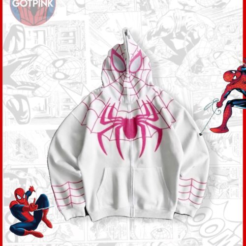 White Spider-Man Full Zip-Up Hoodie