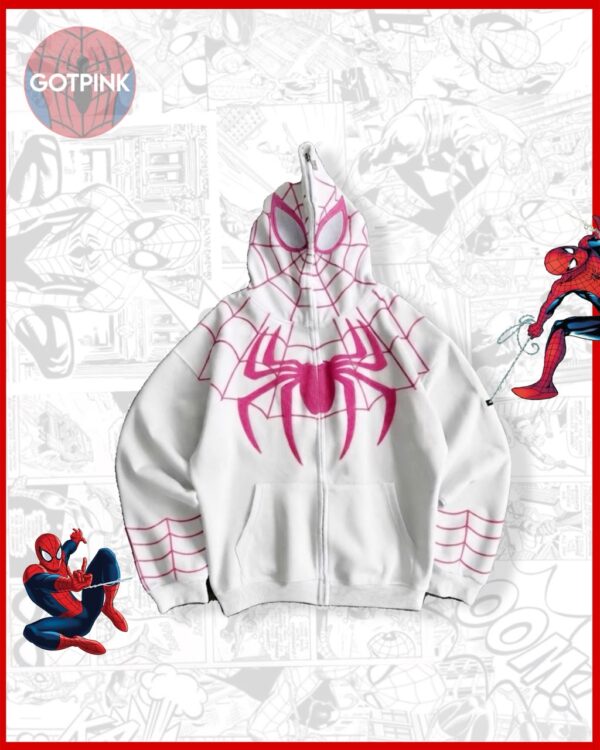 White Spider-Man Full Zip-Up Hoodie White Spider-Man Full Zip-Up Hoodie