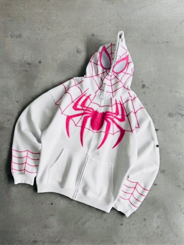 White Spider-Man Full Zip-Up Hoodie white spiderman full zip up