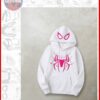 white hoodie with pink spiderman print white hoodie with pink spiderman print